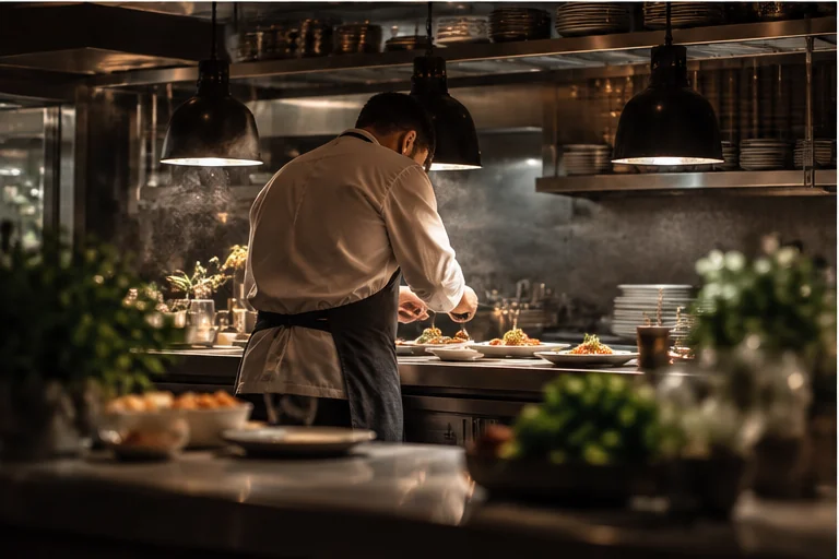 Chef al lavoro in cucina
